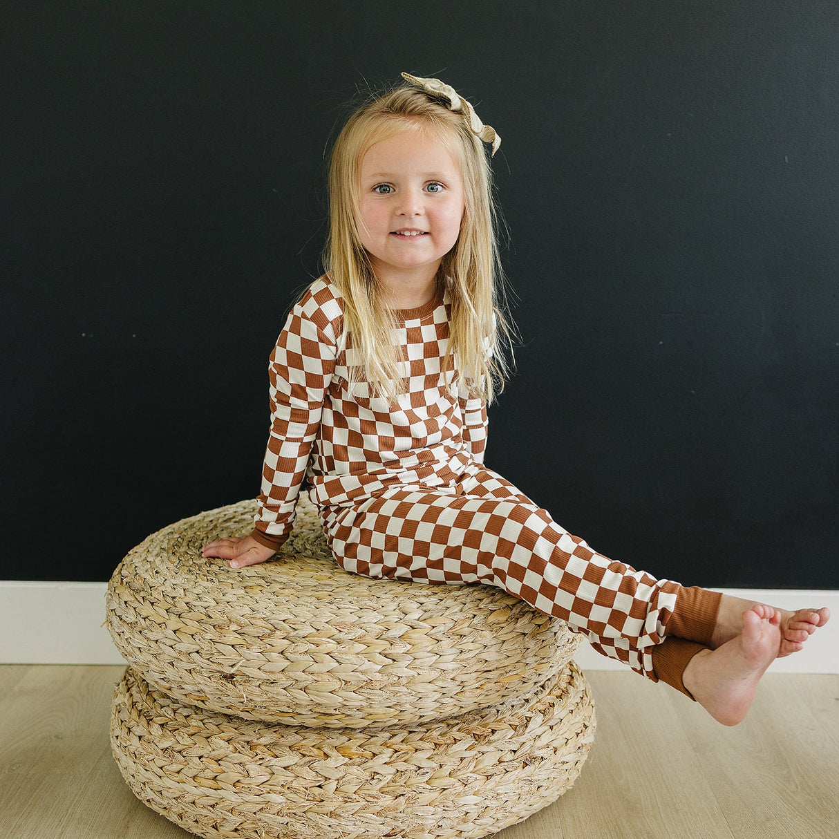 Rust Checkered Ribbed Bamboo Cozy Set - HoneyBug 