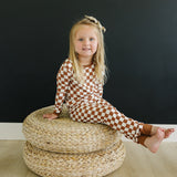 Rust Checkered Ribbed Bamboo Cozy Set - HoneyBug 