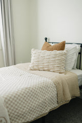 Taupe Checkered Twin Muslin Quilt - HoneyBug 