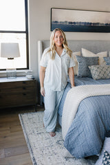 Women's Light Blue Gingham Pajama Set - HoneyBug 