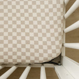 Taupe Checkered Bamboo Stretch Crib Sheet - HoneyBug 