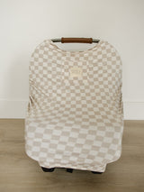 Taupe Checkered Bamboo Multi-Use Cover - HoneyBug 