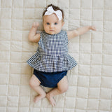 Navy Gingham Peplum Set - HoneyBug 