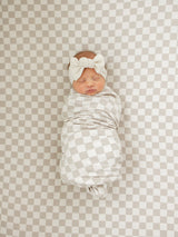 Taupe Checkered Bamboo Stretch Crib Sheet - HoneyBug 