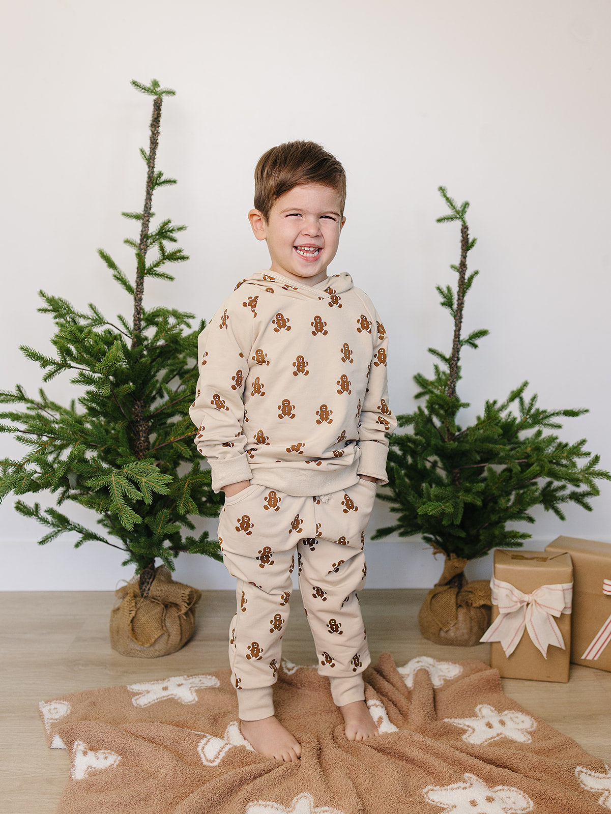 Gingerbread Hooded French Terry Set - HoneyBug 