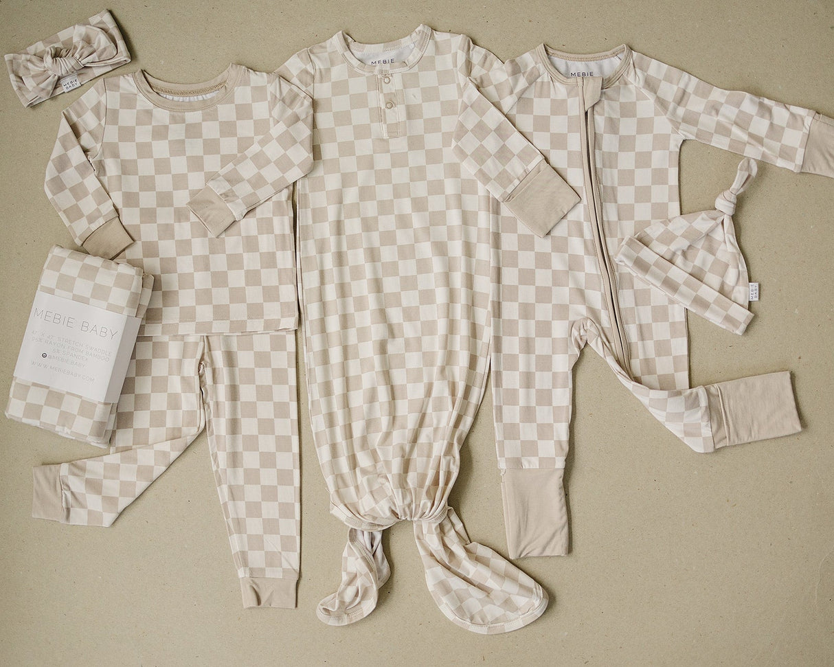 Taupe Checkered Bamboo Cozy Set - HoneyBug 