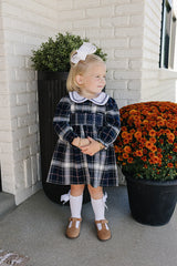 Navy Plaid Smocked Dress - HoneyBug 