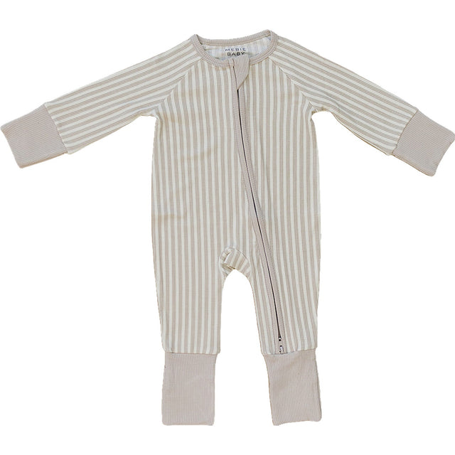 Taupe Stripe Ribbed Bamboo Zipper - HoneyBug 