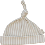 Taupe Stripe Ribbed Bamboo Newborn Knot Hat - HoneyBug 