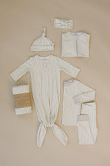 Taupe Stripe Ribbed Bamboo Stretch Swaddle - HoneyBug 