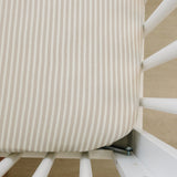 Taupe Stripe Ribbed Bamboo Stretch Crib Sheet - HoneyBug 