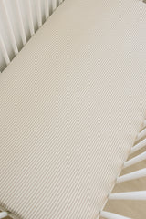 Taupe Stripe Ribbed Bamboo Stretch Crib Sheet - HoneyBug 