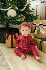 Red Plaid Bamboo Zipper - HoneyBug 