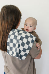 Charcoal Checkered Muslin Burp Cloth - HoneyBug 