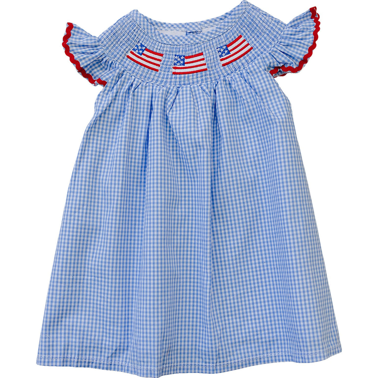 Flag Gingham Smocked Dress - HoneyBug 