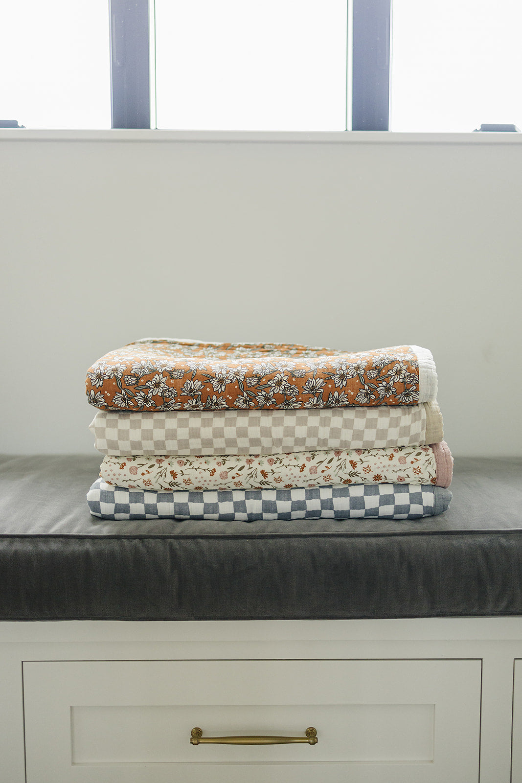 Meadow Floral + Dusty Rose Twin Muslin Quilt - HoneyBug 