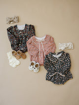 Olive Bloom Bubble Romper - HoneyBug 