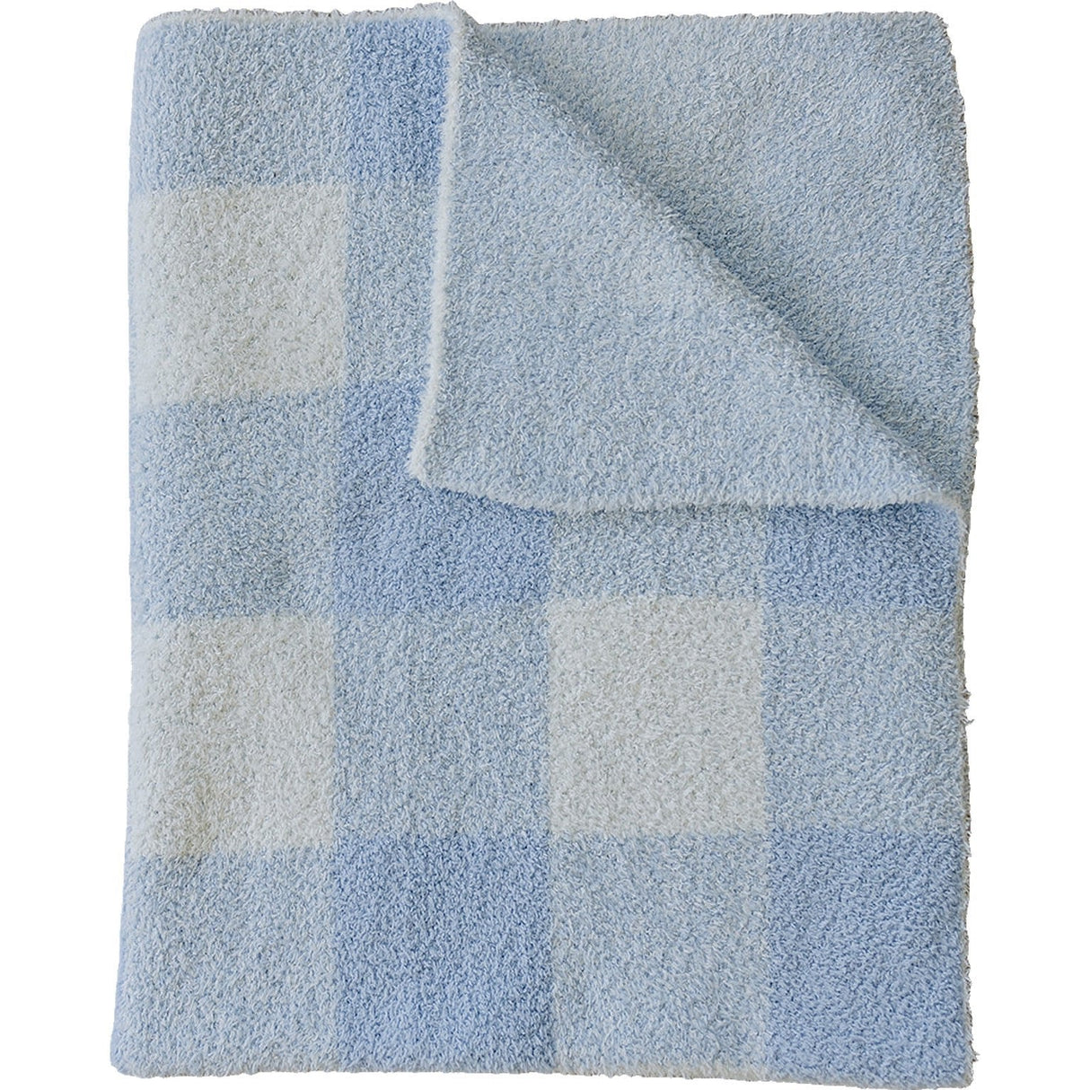 Light Blue Plaid Plush Blanket - HoneyBug 