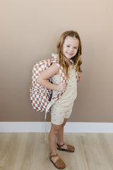 Rust Wavy Checkered Large Backpack - HoneyBug 