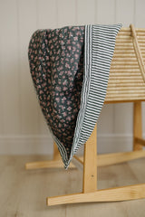 Olive Bloom + Green Stripes Muslin Quilt - HoneyBug 