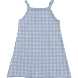 Blue Knit Gingham Dress