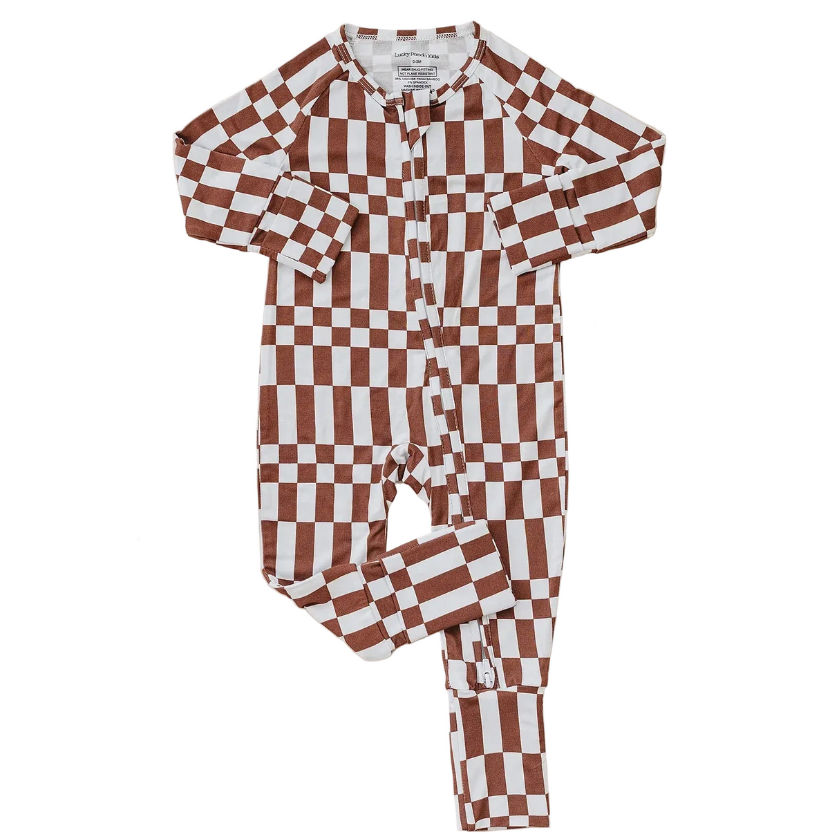 Bamboo Zip Romper | Chocolate Checkered
