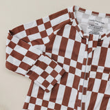 Bamboo Zip Romper | Chocolate Checkered