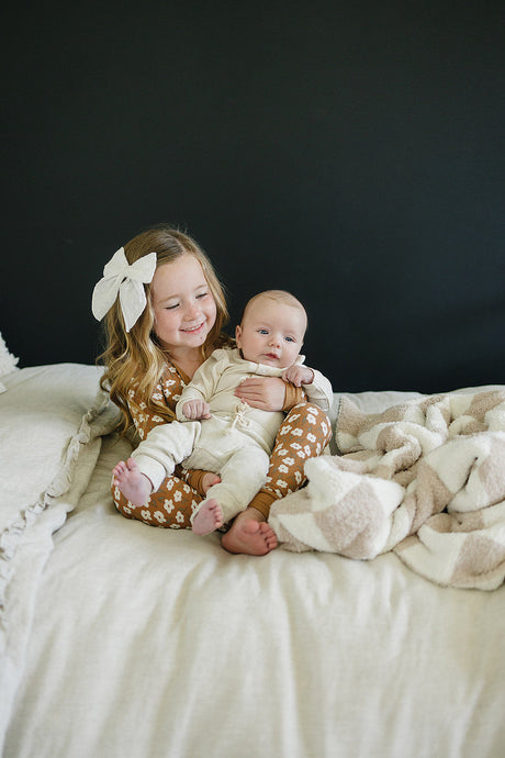 Cream Bamboo Snap Long Sleeve Ribbed Bodysuit - HoneyBug 