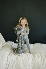 Heather Grey Ribbed Bamboo Cozy Set - HoneyBug 