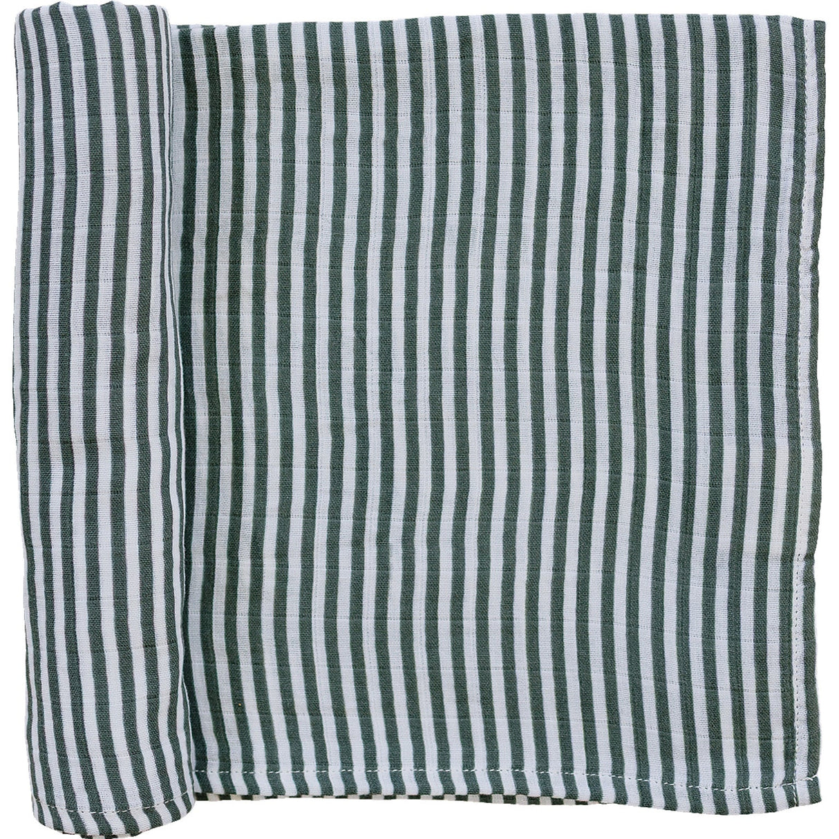 Green Stripes Muslin Swaddle Blanket - HoneyBug 
