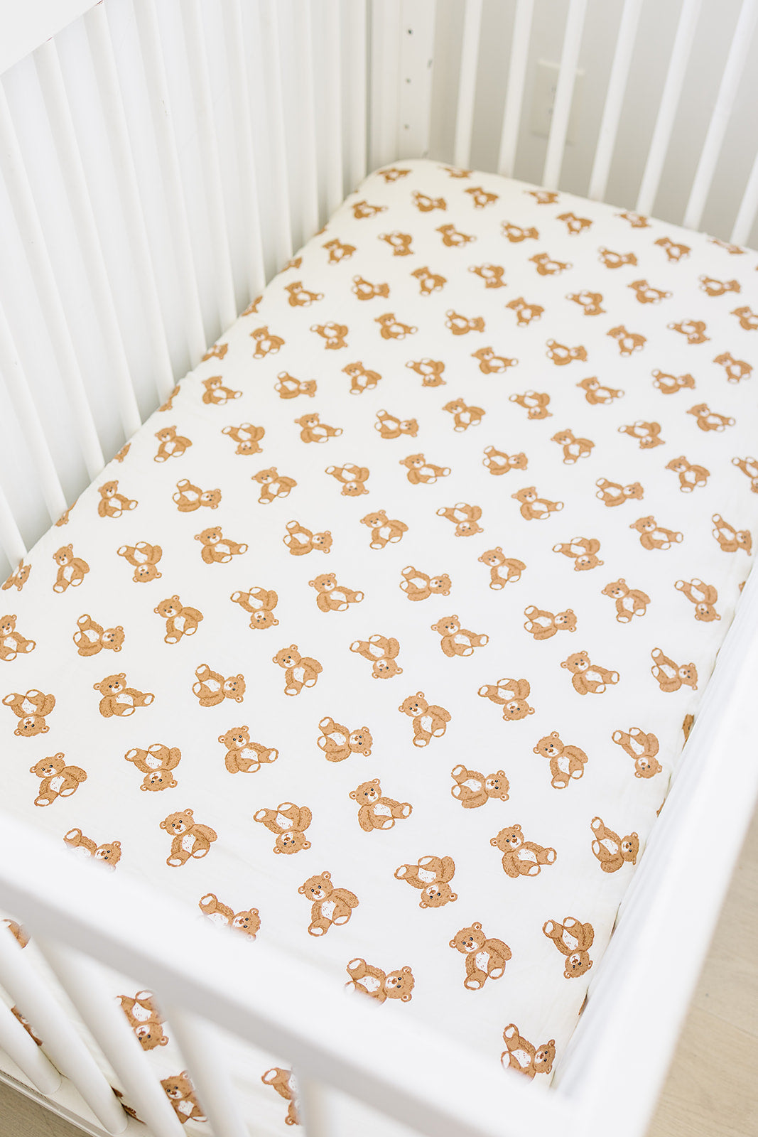 Teddy Bear Muslin Crib Sheet - HoneyBug 