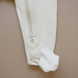 Cream Ribbed Bamboo Zipper - HoneyBug 