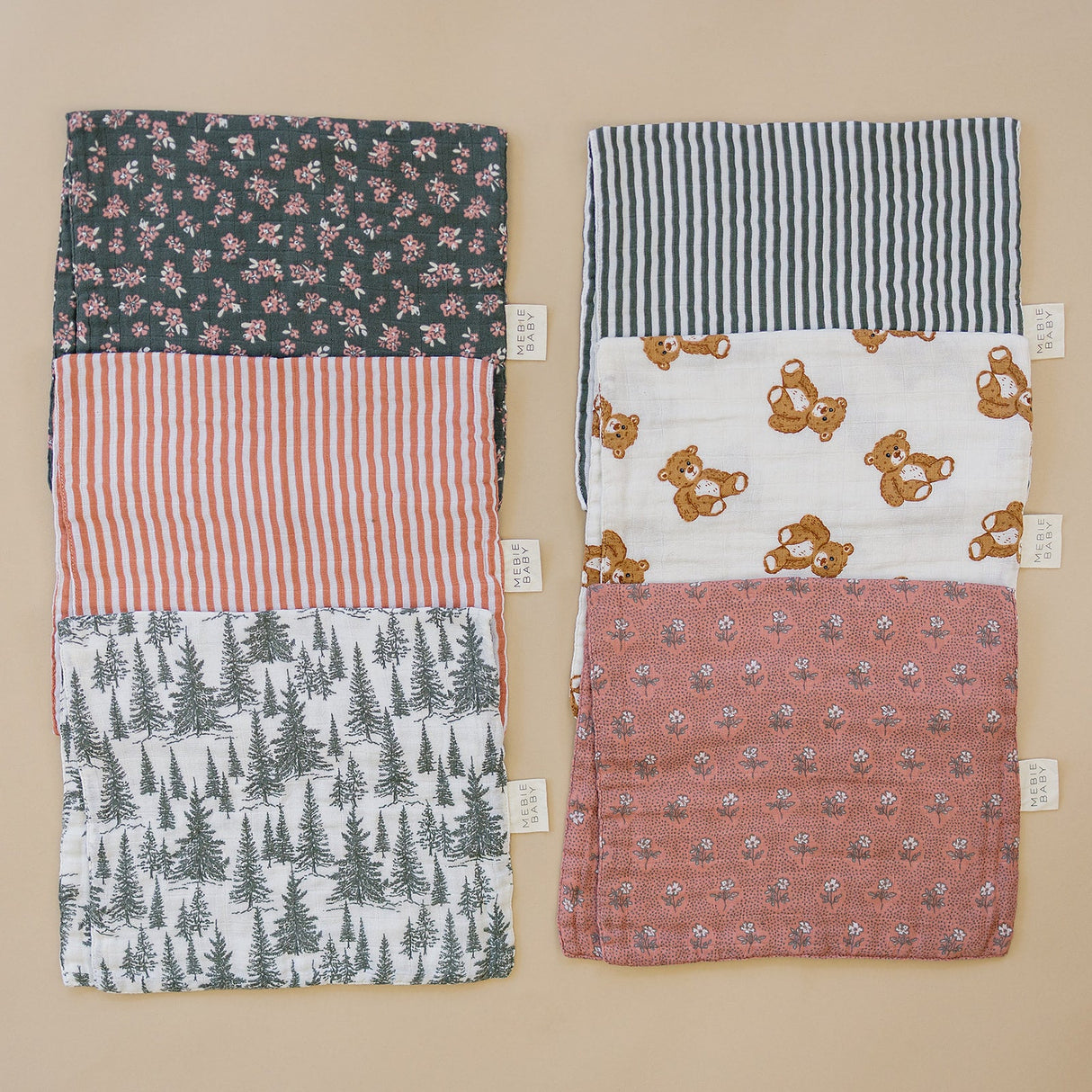 Teddy Bear Muslin Burp Cloth - HoneyBug 