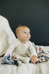 Cream Ribbed Bamboo Zipper - HoneyBug 