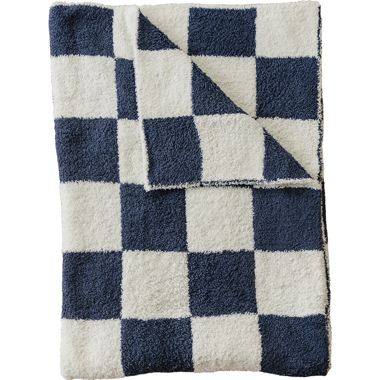 Navy Checkered Plush Blanket - HoneyBug 