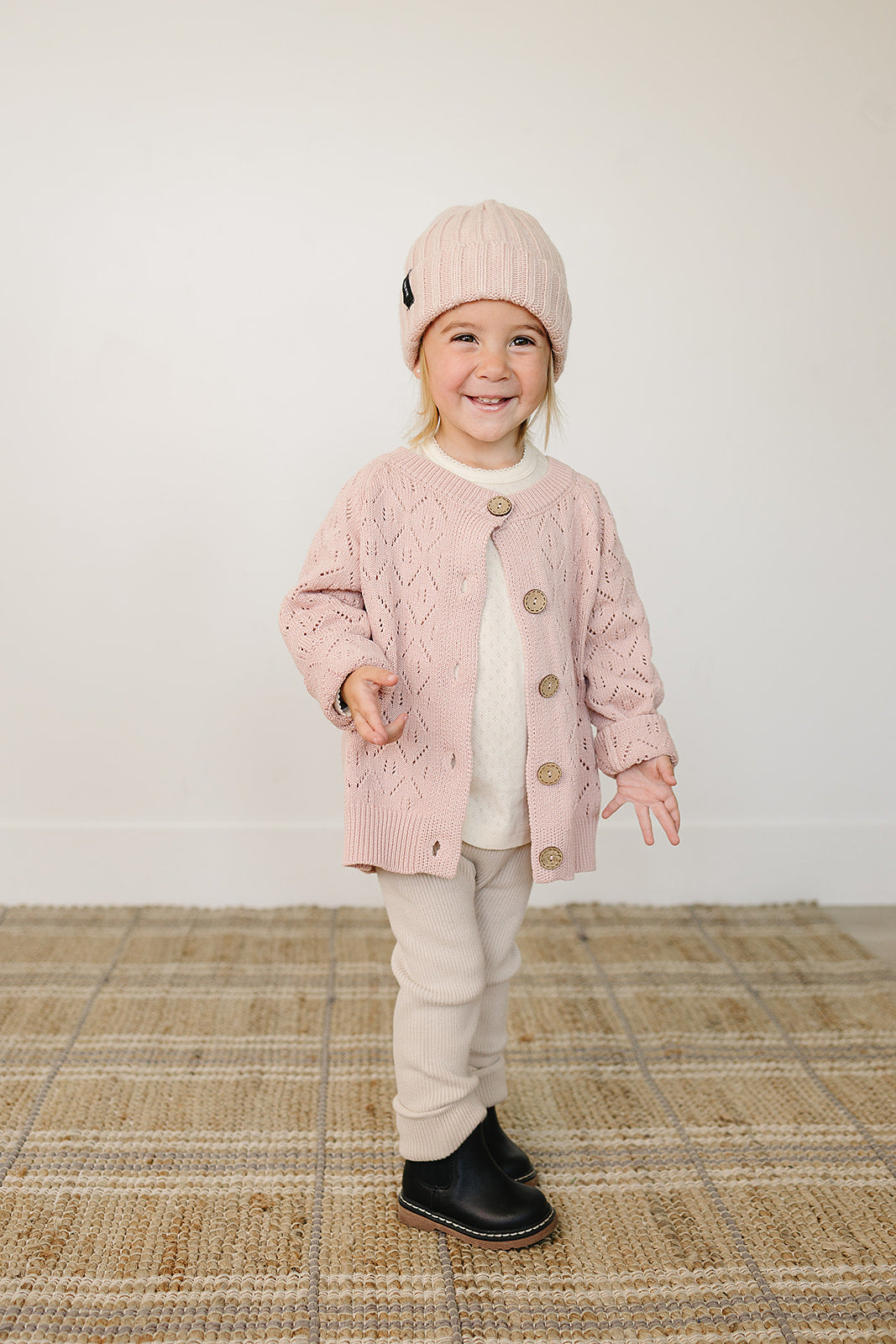 Light Pink Chunky Knit Beanie - HoneyBug 