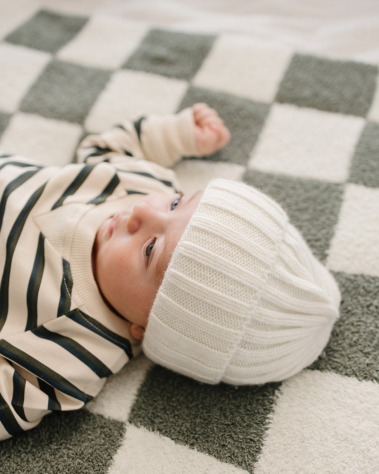 White Chunky Knit Beanie - HoneyBug 