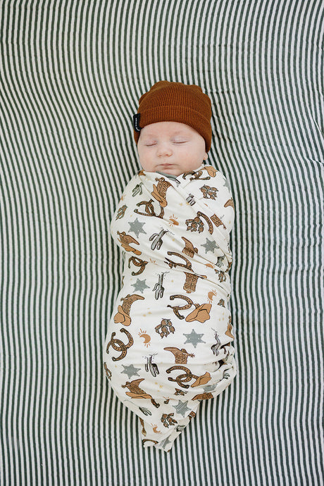 Outlaw Cowboy Ribbed Bamboo Stretch Swaddle - HoneyBug 