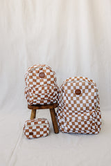 Rust Wavy Checkered Large Backpack - HoneyBug 