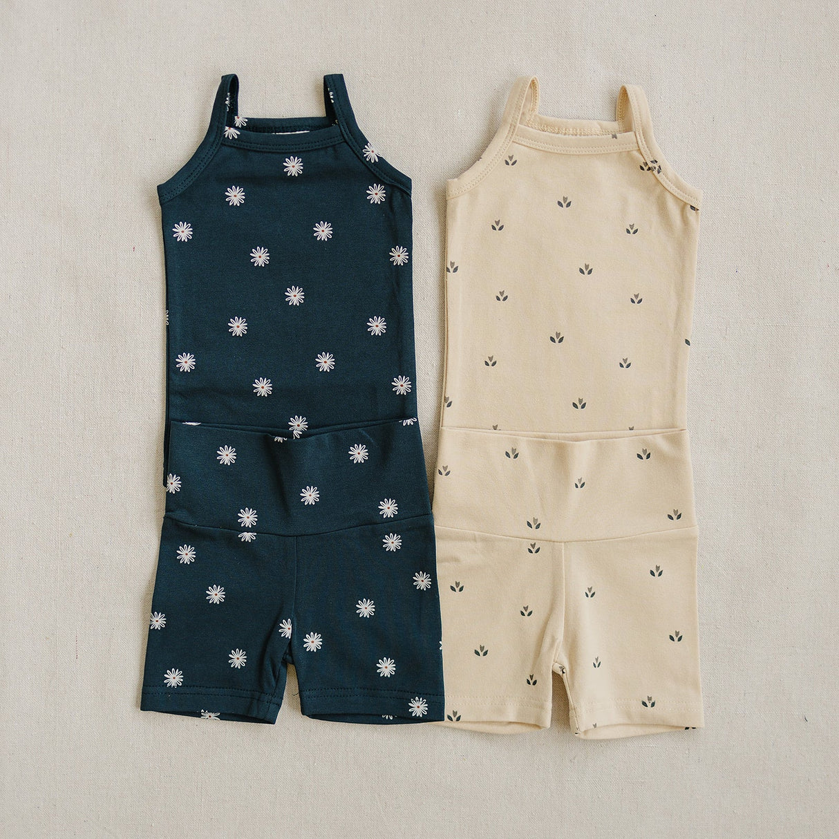 Navy Daisies Tank + Biker Short Set - HoneyBug 