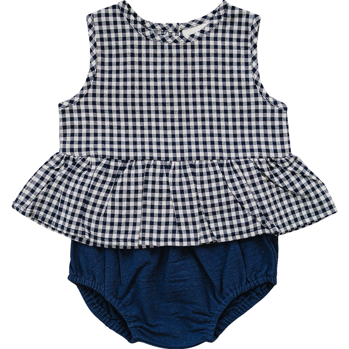 Navy Gingham Peplum Set - HoneyBug 