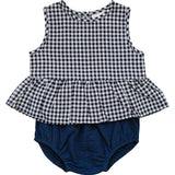 Navy Gingham Peplum Set - HoneyBug 
