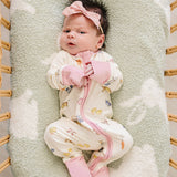 Pink Bunny Ribbed Bamboo Zipper