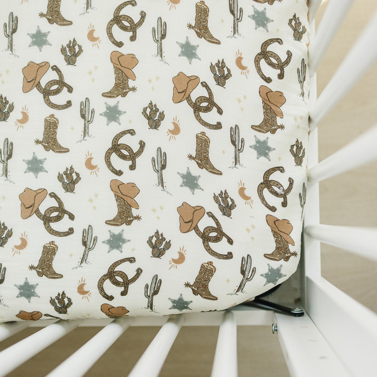 Outlaw Cowboy Muslin Crib Sheet - HoneyBug 