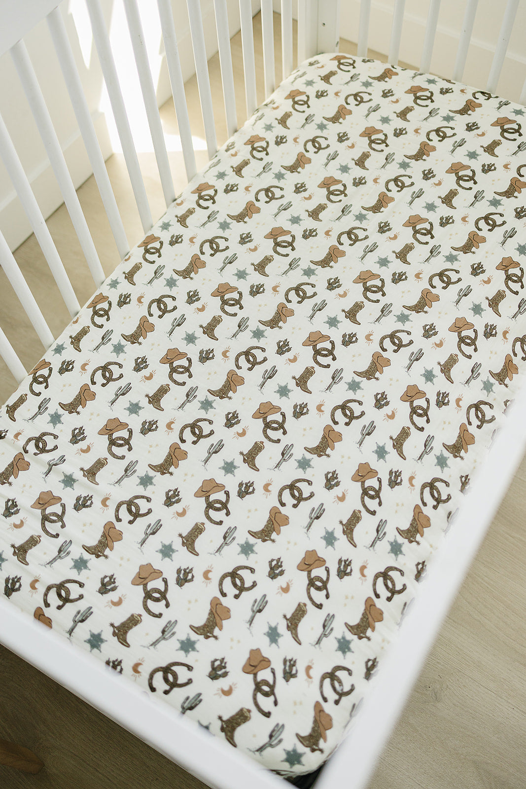 Outlaw Cowboy Muslin Crib Sheet - HoneyBug 