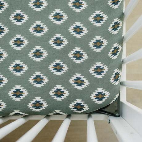 Southwest Aztec Muslin Crib Sheet - HoneyBug 
