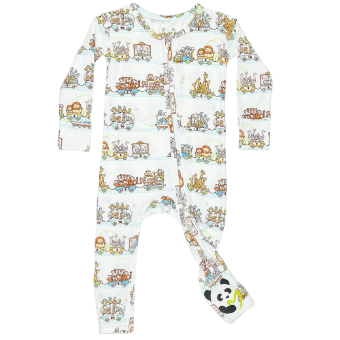 Zoo Train Bamboo Convertible Footie - HoneyBug 
