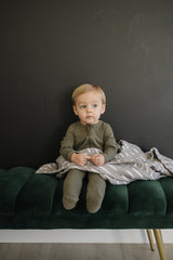 Winter Green Organic Cotton Ribbed Zipper - HoneyBug 