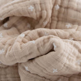 Cotton Muslin Baby Quilt - Taupe Cross - HoneyBug 