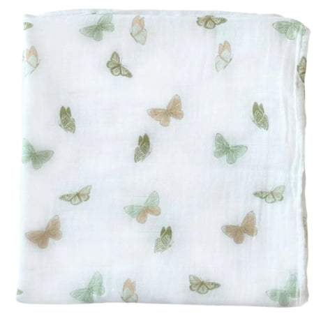 Bamboo Muslin Swaddle Blanket - Butterflies - HoneyBug 